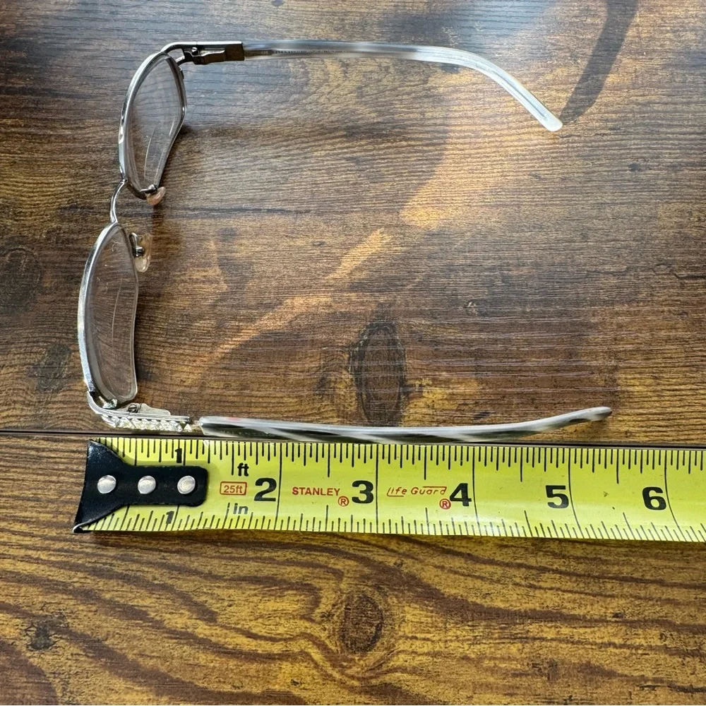 Valentino Italy‎ Rhinestone Hinge Eyeglass Frames Rectangular Silver Tone